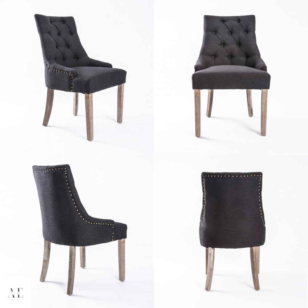 la bella french provincial dining chair amour oak - charcoal