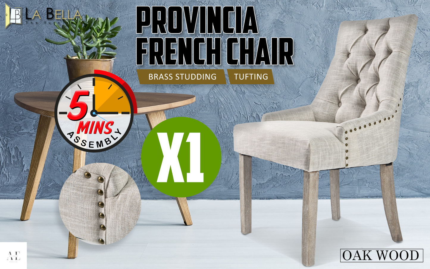 la bella french provincial dining chair amour oak - cream