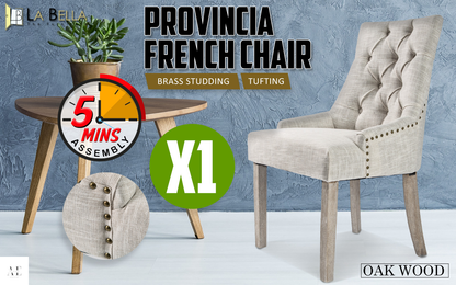 La Bella French Provincial Dining Chair Amour Oak - Cream