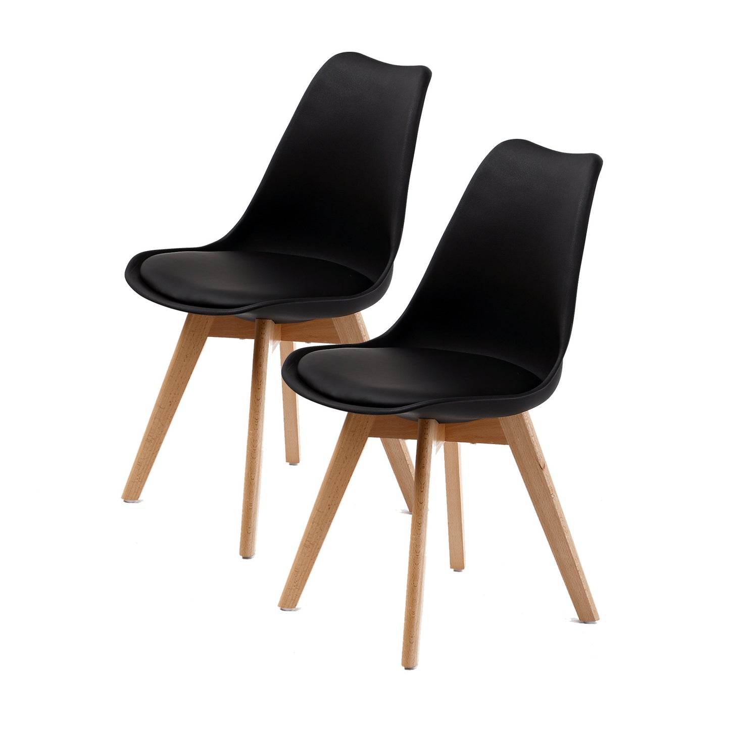 2x retro dining cafe chair padded seat black