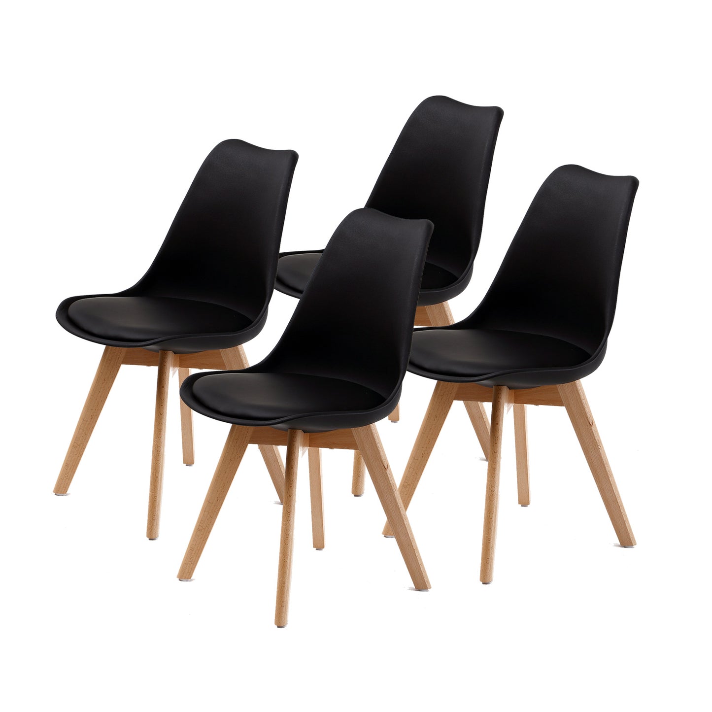 4x retro dining cafe chair padded seat black