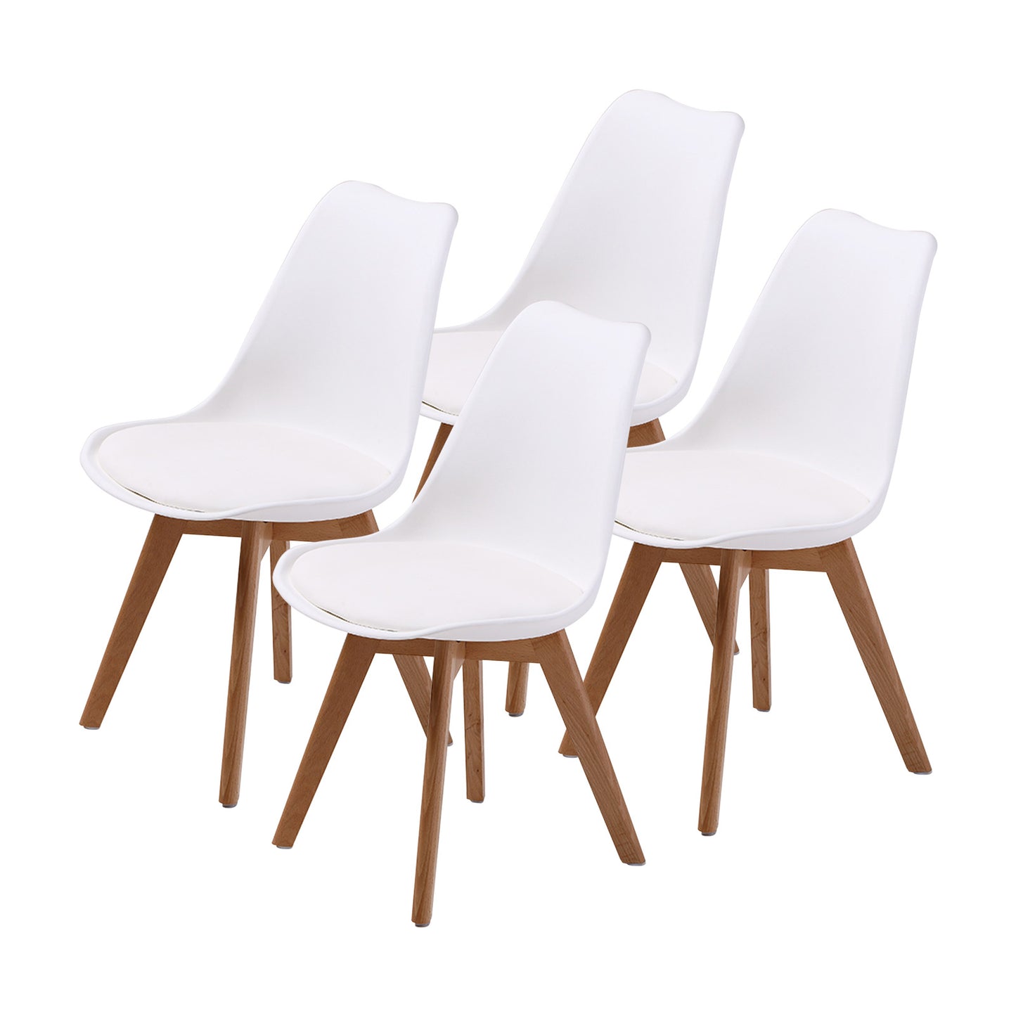 4x retro dining cafe chair padded seat white