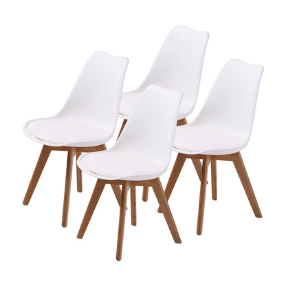 4X Retro Dining Cafe Chair Padded Seat WHITE