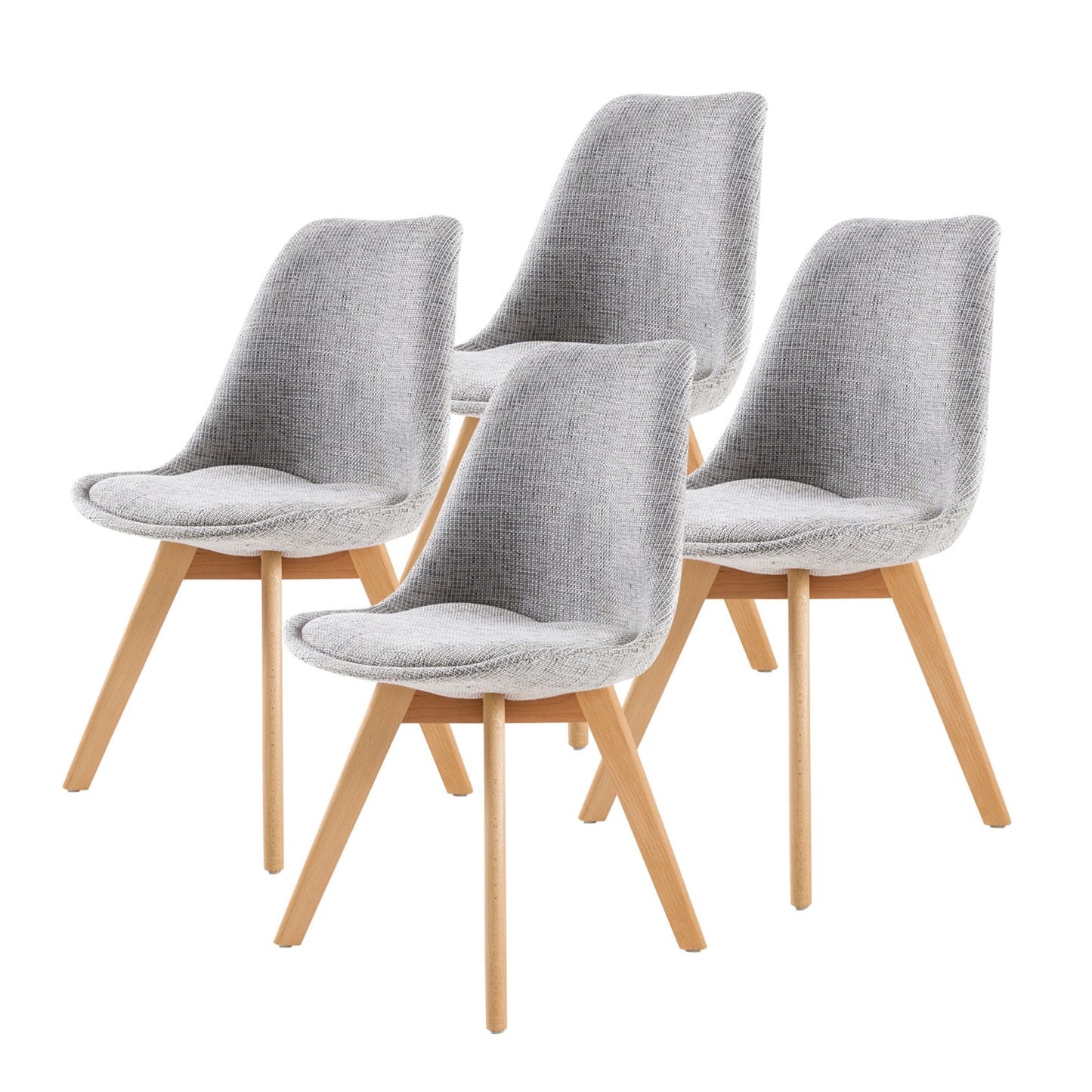 4x retro dining cafe chair padded seat grey