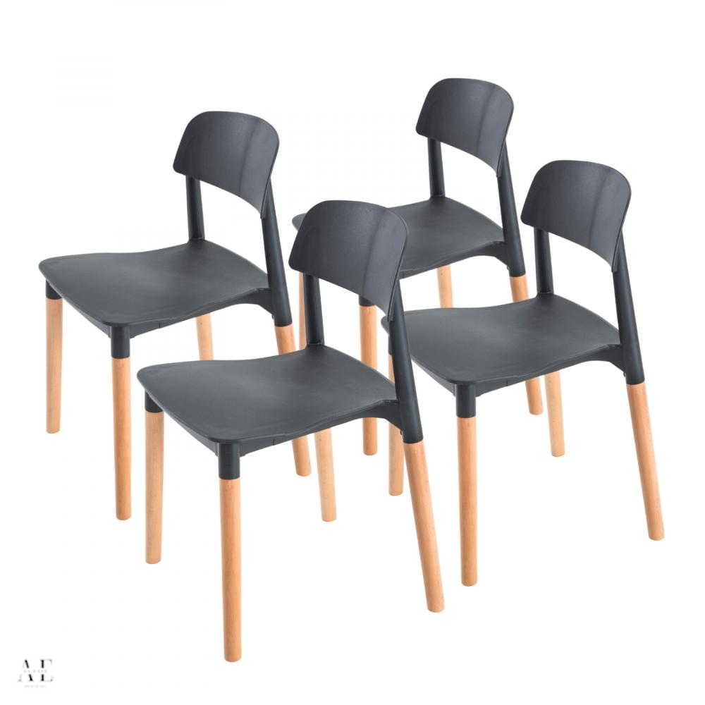 la bella retro belloch dining cafe chair - black (4pcs)