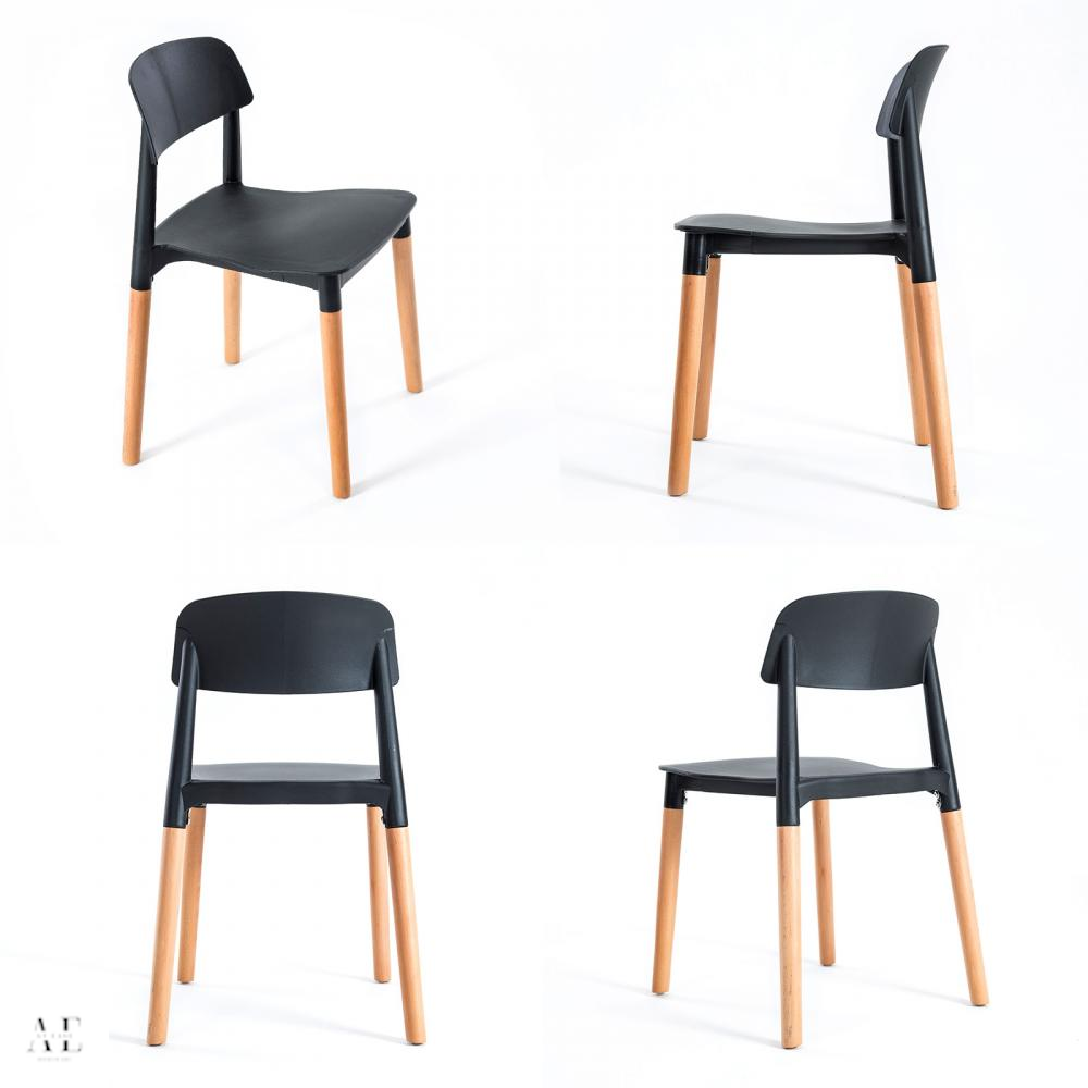 la bella retro belloch dining cafe chair - black (4pcs)