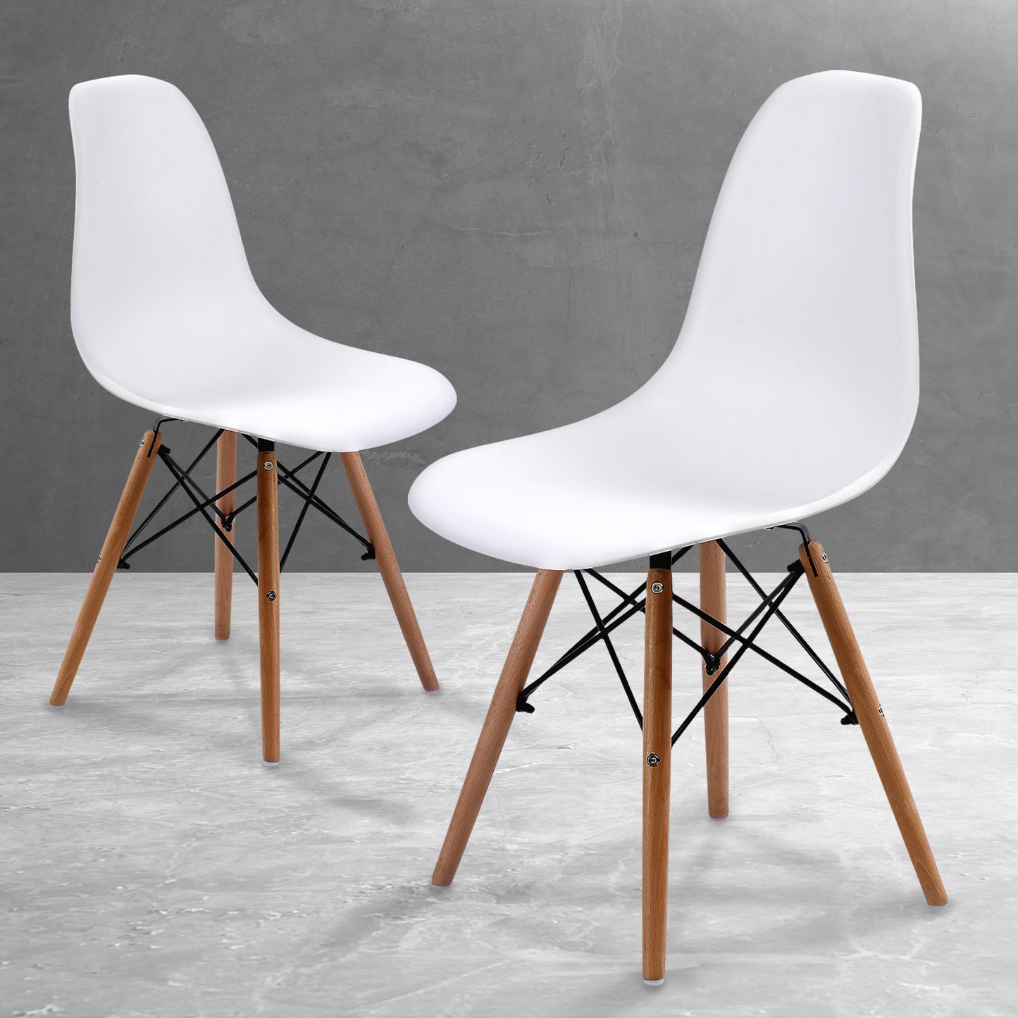 2x retro dining cafe chair dsw white