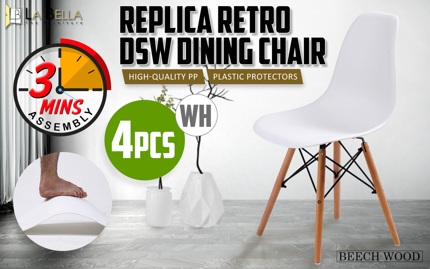 4x retro dining cafe chair dsw white