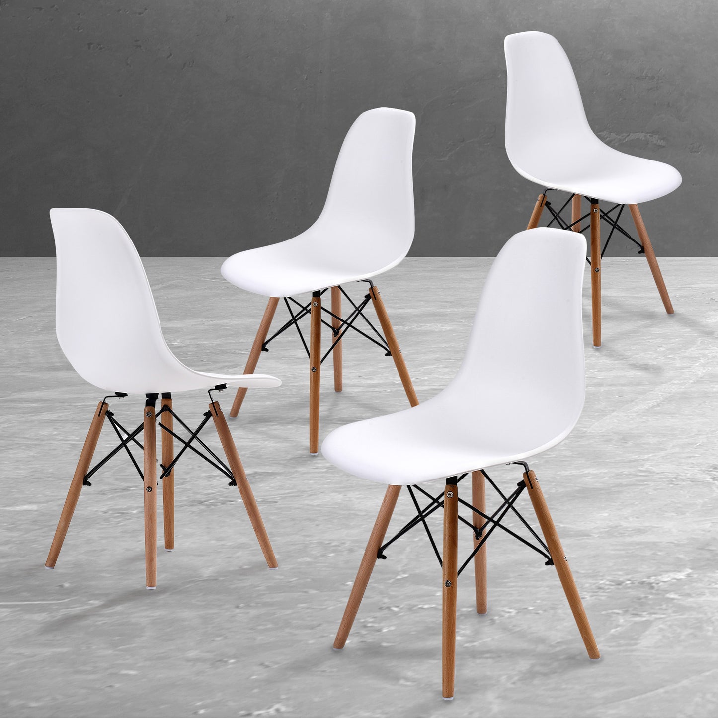 4x retro dining cafe chair dsw white