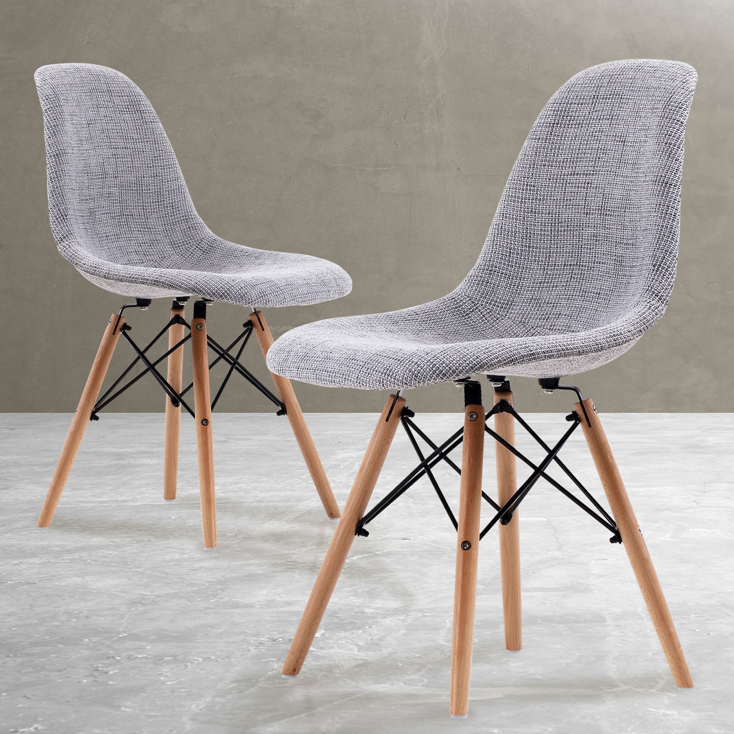 2x retro dining cafe chair dsw grey