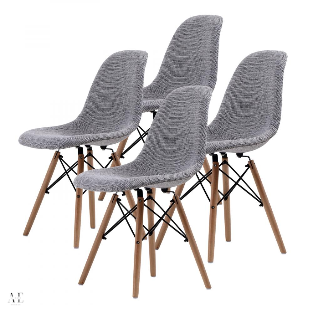 la bella retro dining cafe chair - grey (4pcs)