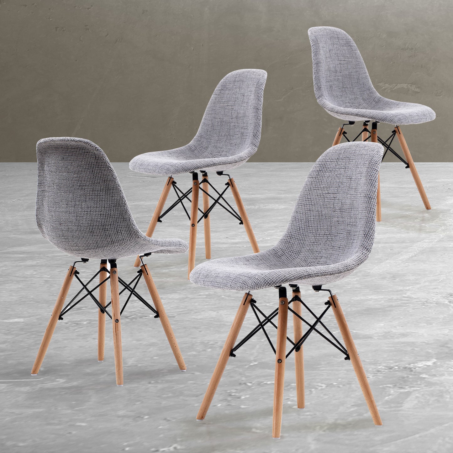 4x retro dining cafe chair dsw grey