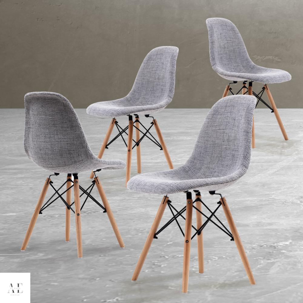 la bella retro dining cafe chair - grey (4pcs)