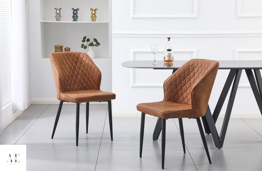 Cross Pattern Dining Chairs - Brown (4pcs)