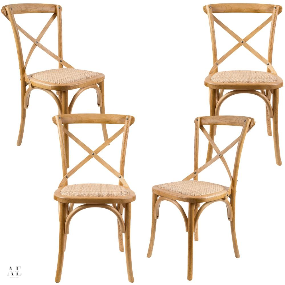 aster crossback bar stools - birch timber rattan seat oak (4pcs)