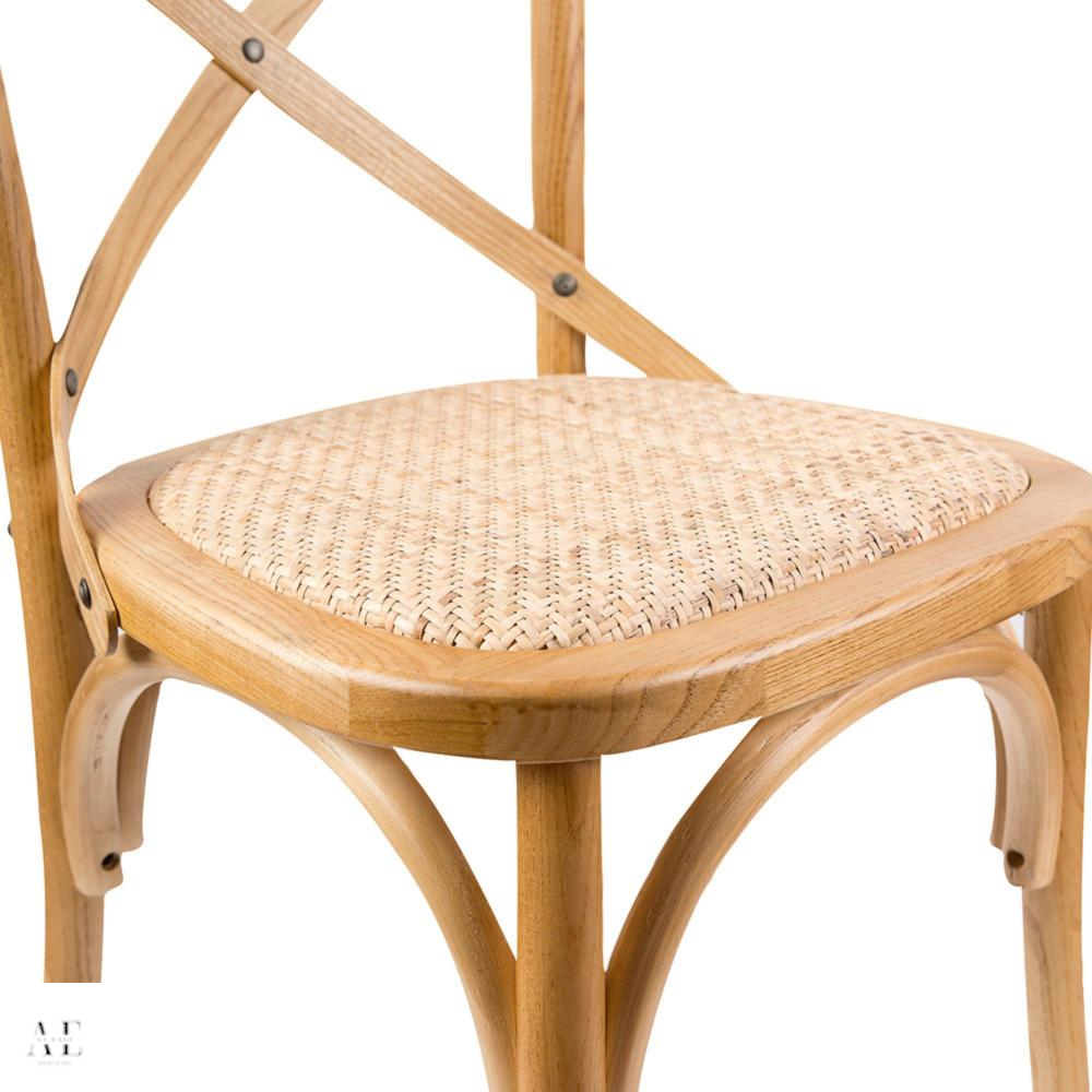 aster crossback bar stools - birch timber rattan seat oak (4pcs)