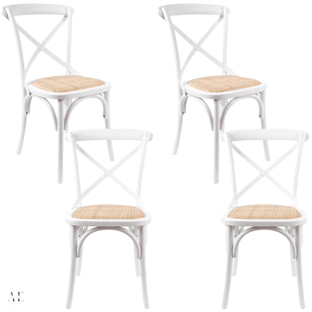 aster crossback dining chair set birch timber - white (4pcs)