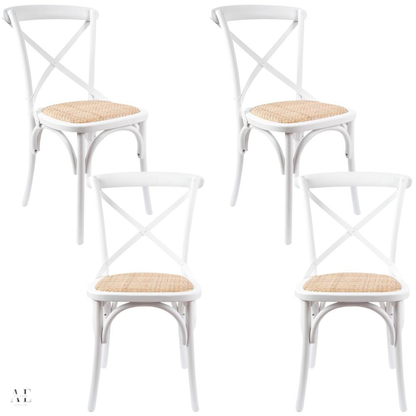 Aster Crossback Dining Chair Set Birch Timber - White (4pcs)