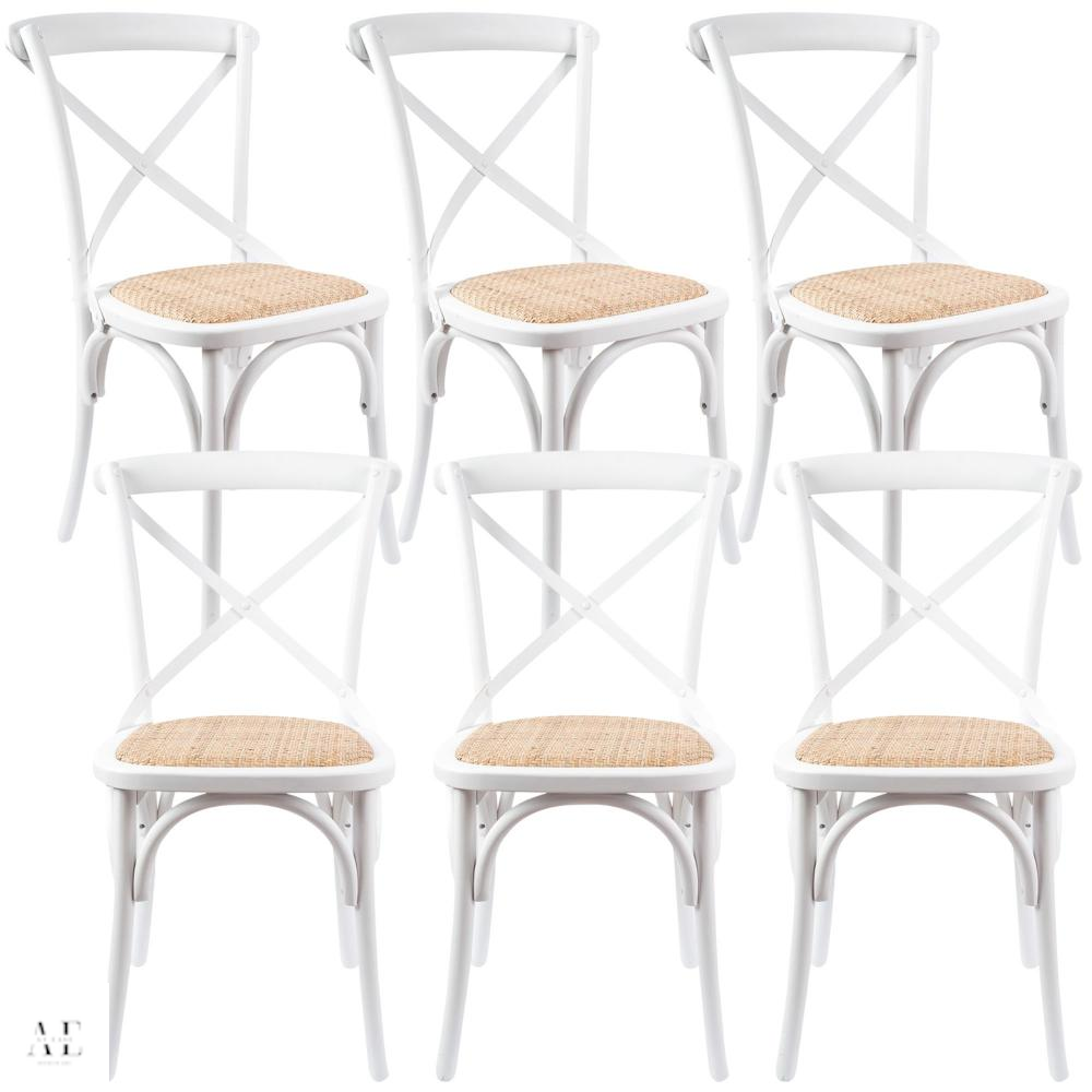 aster crossback bar stools - birch timber rattan seat white (6pcs)