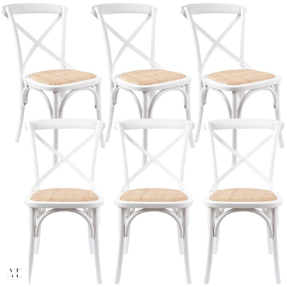 Aster Crossback Bar Stools - Birch Timber Rattan Seat White (6pcs)