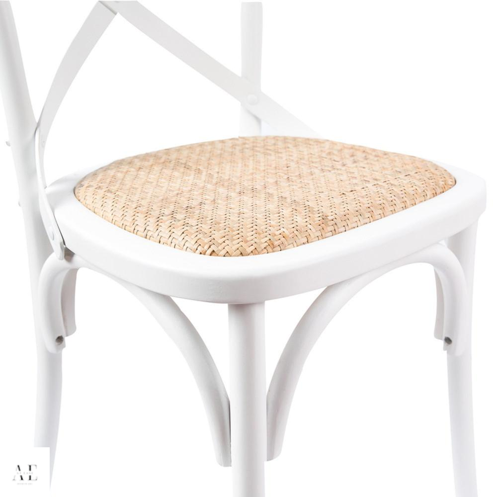 aster crossback bar stools - birch timber rattan seat white (6pcs)