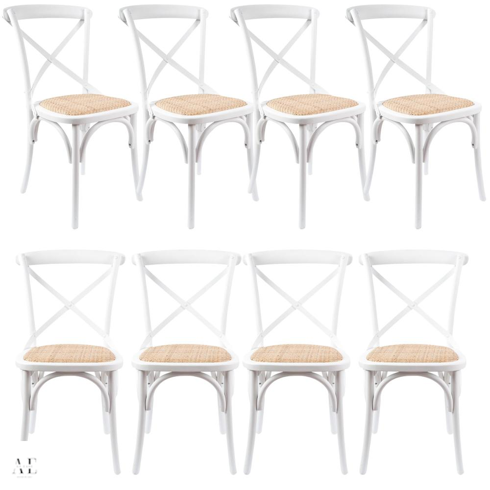 aster crossback dining chair set birch timber - white (8pcs)