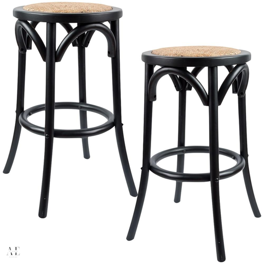 Aster Round Bar Stools - Birch Wood Black (2pcs)