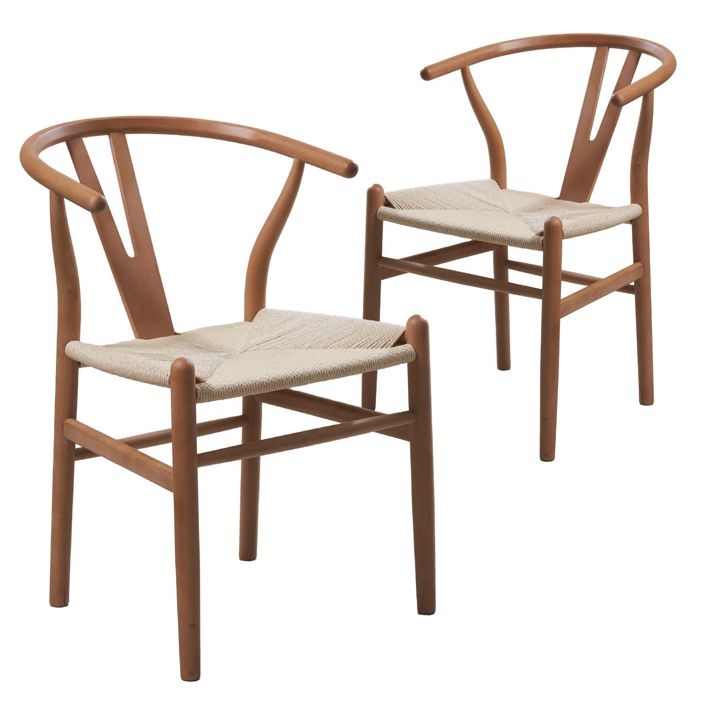 natural hans wegner replica wishbone chairs (set of 2)