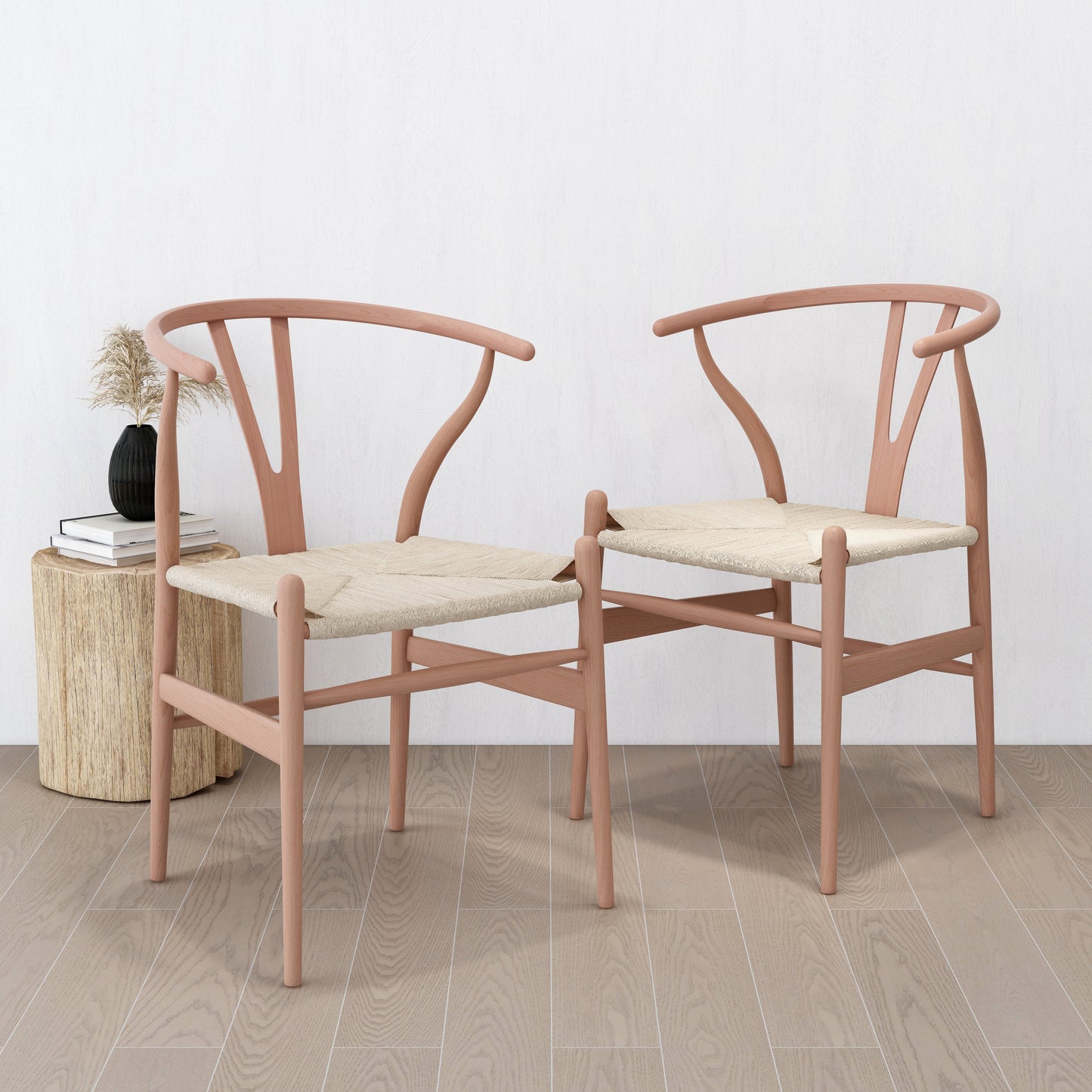 natural hans wegner replica wishbone chairs (set of 2)