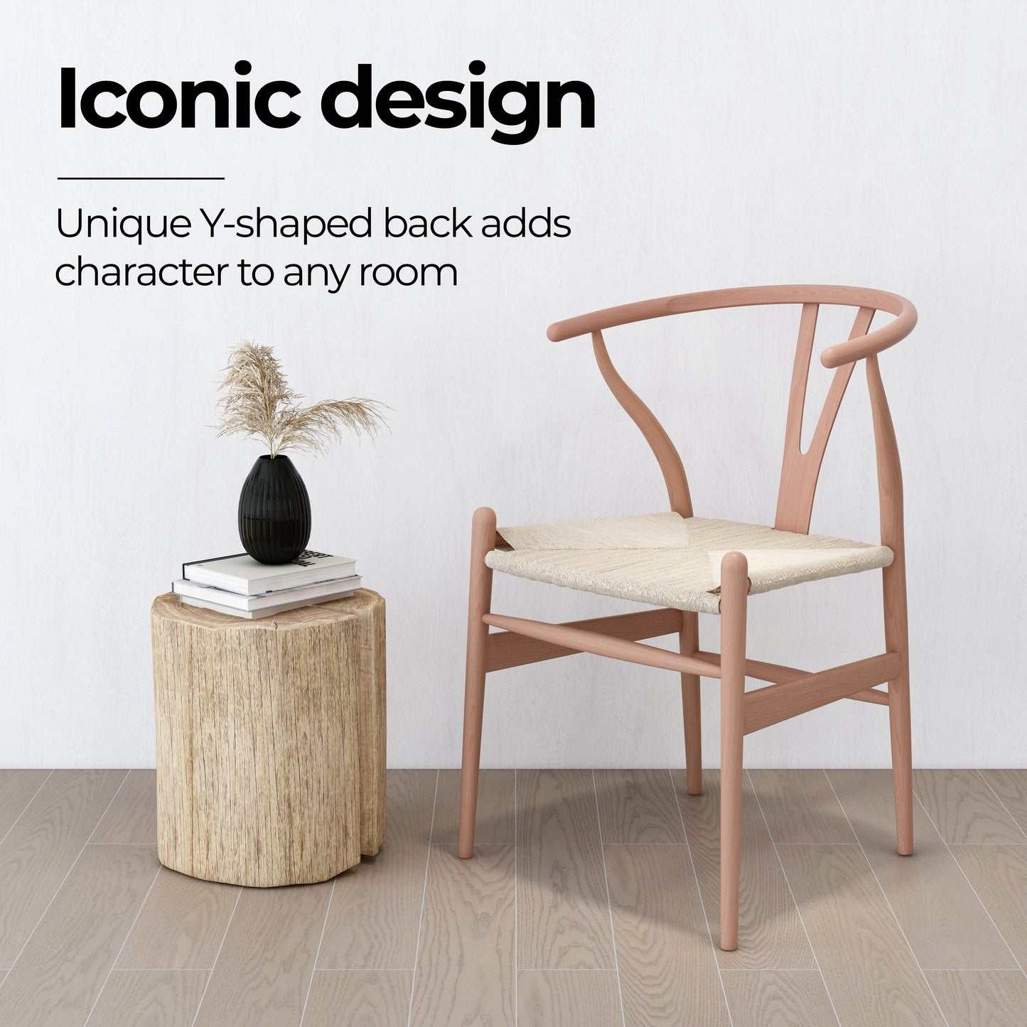 natural hans wegner replica wishbone chairs (set of 2)