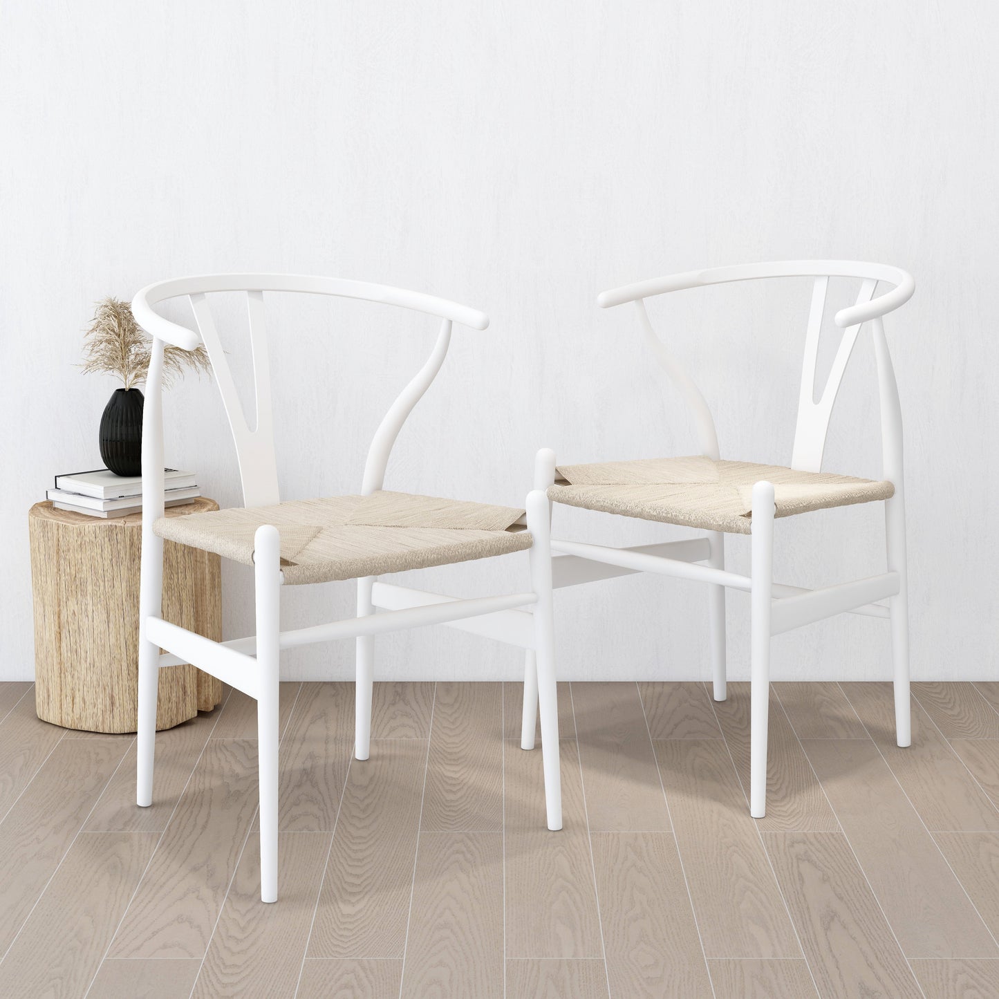 white hans wegner replica wishbone chairs (set of 2)