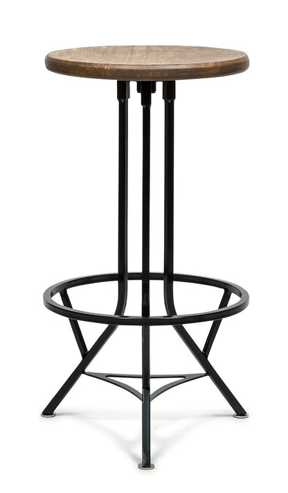 Industrial Wooden Iron Swivel Bar Stool - Black Rustic