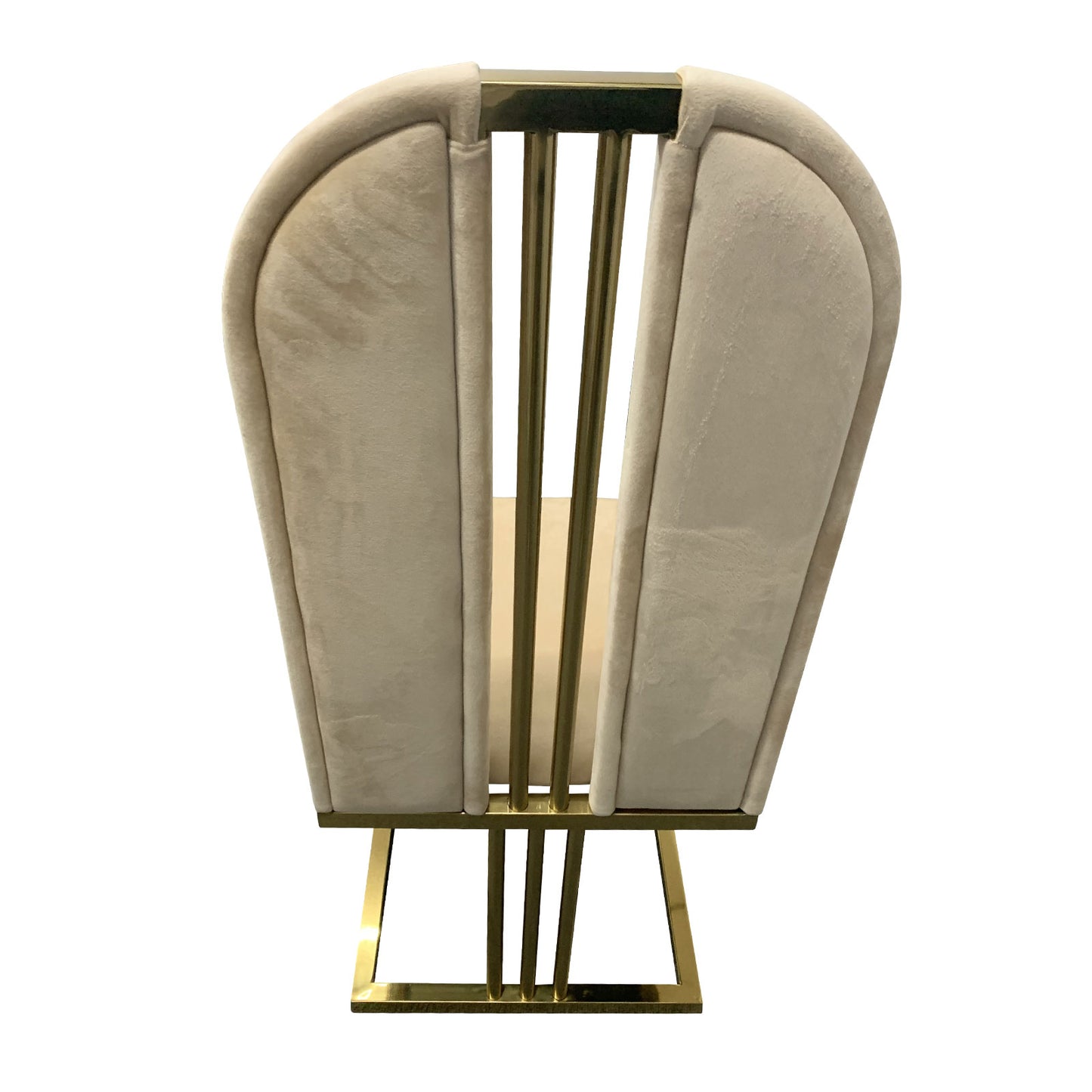 2x dining chair stainless gold frame & seat beige fabric