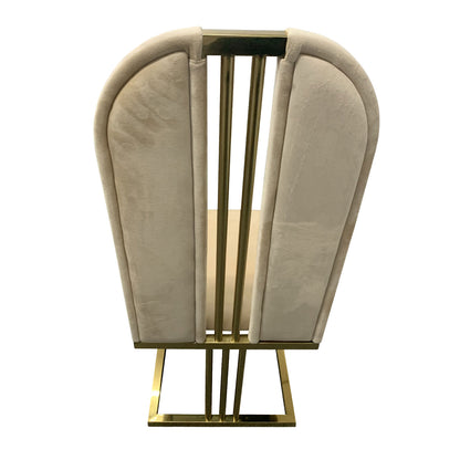 2X Dining Chair Stainless Gold Frame & Seat Beige Fabric