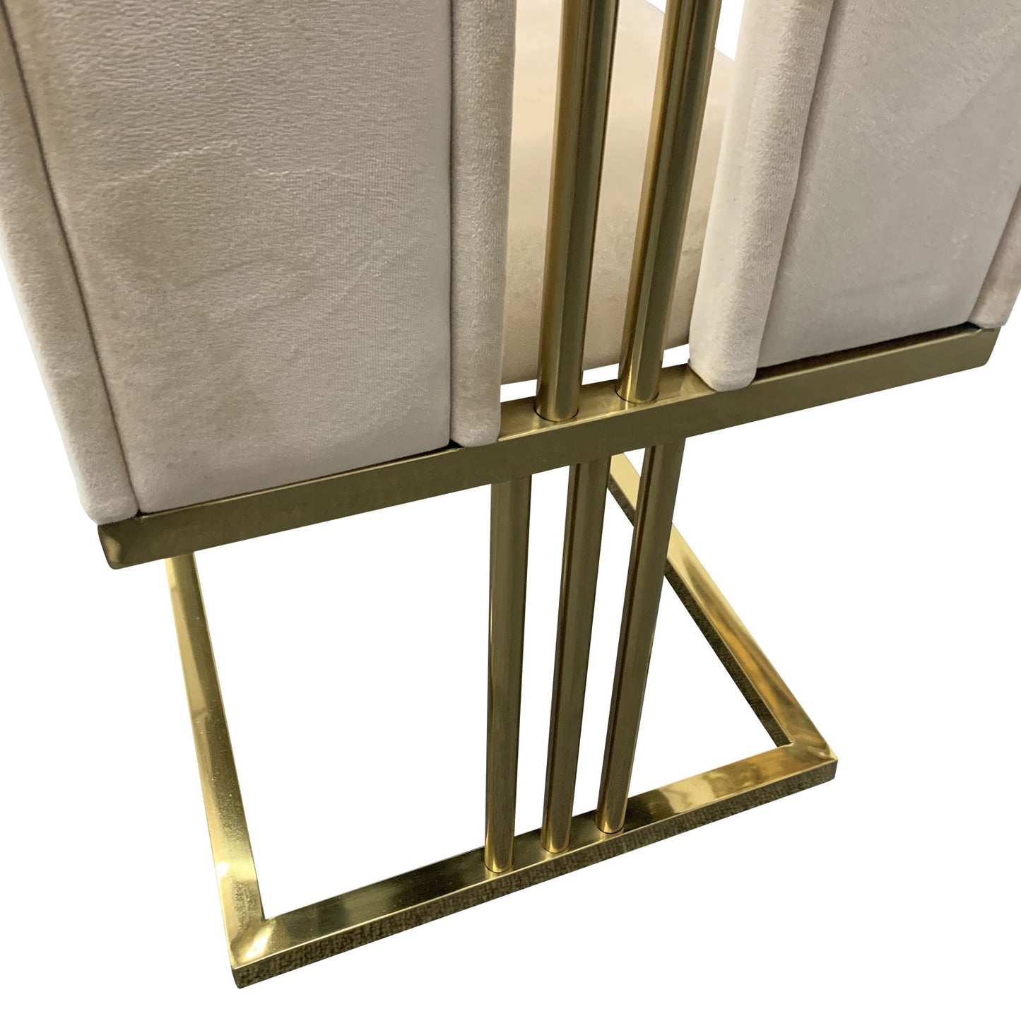 2x dining chair stainless gold frame & seat beige fabric