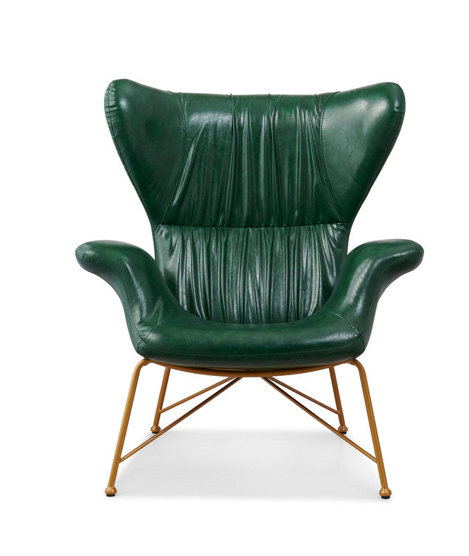 vintage butterfly armchair with gold steel legs green