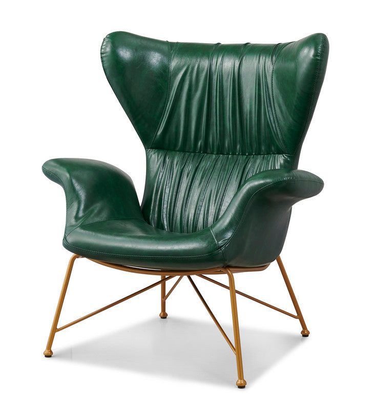 vintage butterfly armchair with gold steel legs green