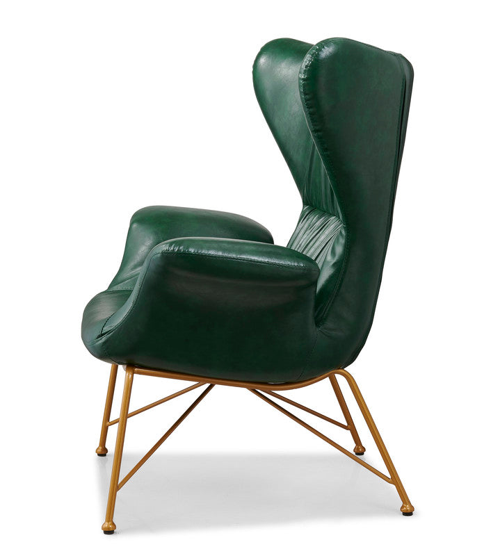 vintage butterfly armchair with gold steel legs green