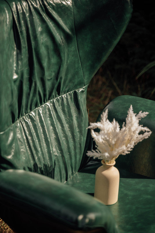 vintage butterfly armchair with gold steel legs green